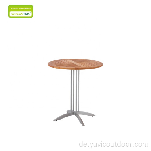 Moderner Teslin-Stuhl mit rundem Teakholz-Couchtisch